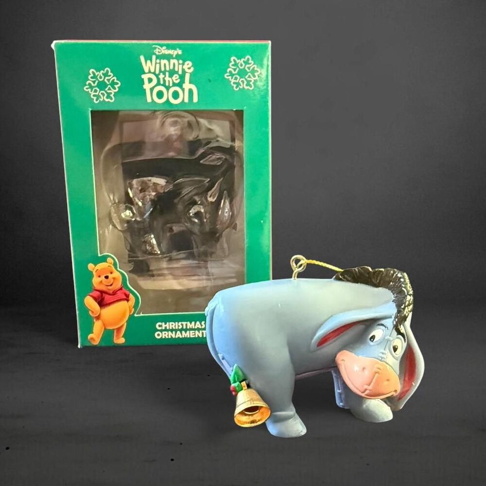VTG 90s Disney Winnie the Pooh Eeyore Christmas Ornament Holiday in Box